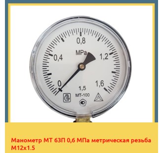 Манометр МТ 63П 0,6 МПа метрическая резьба М12х1.5 в Оше